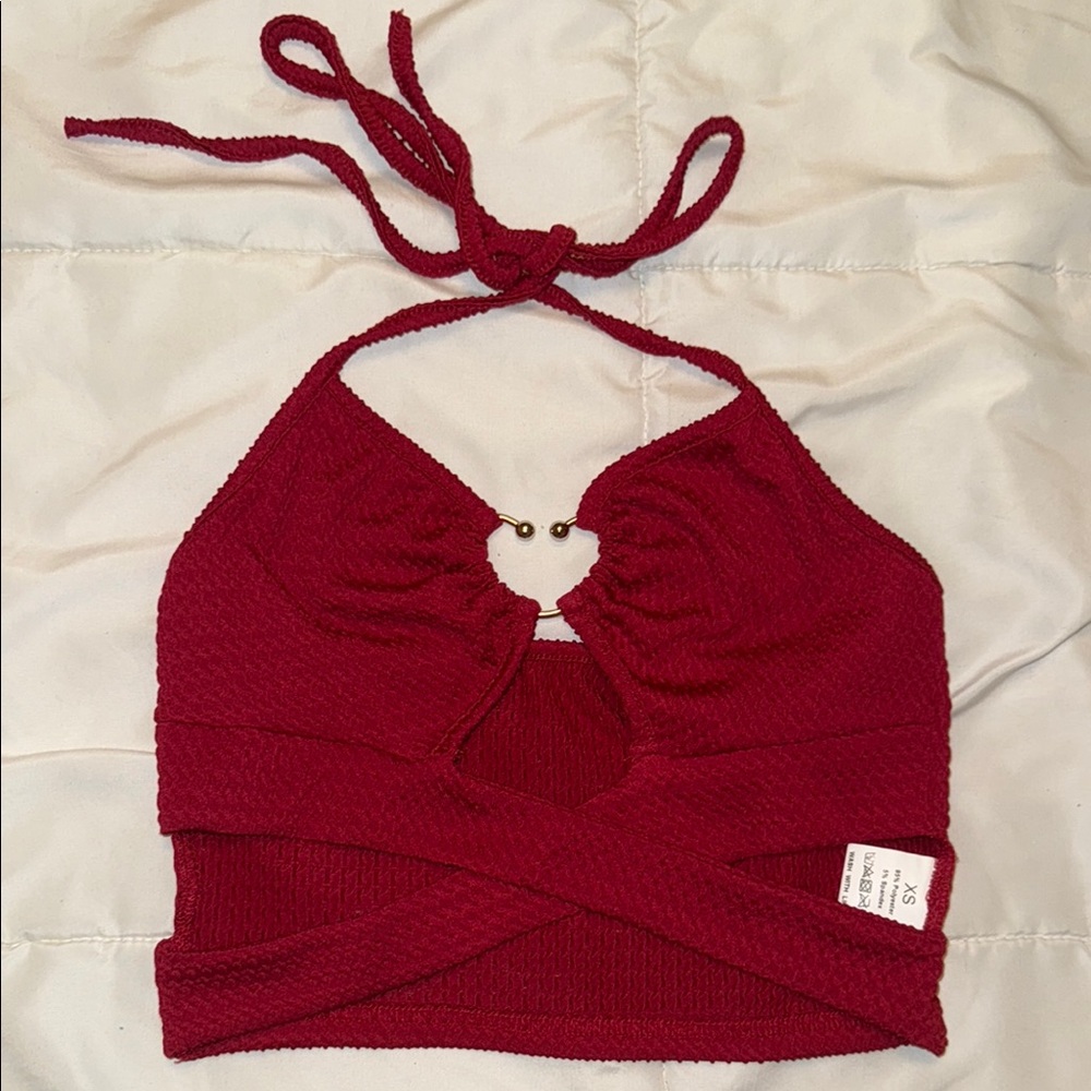 Red Halter Crop Top